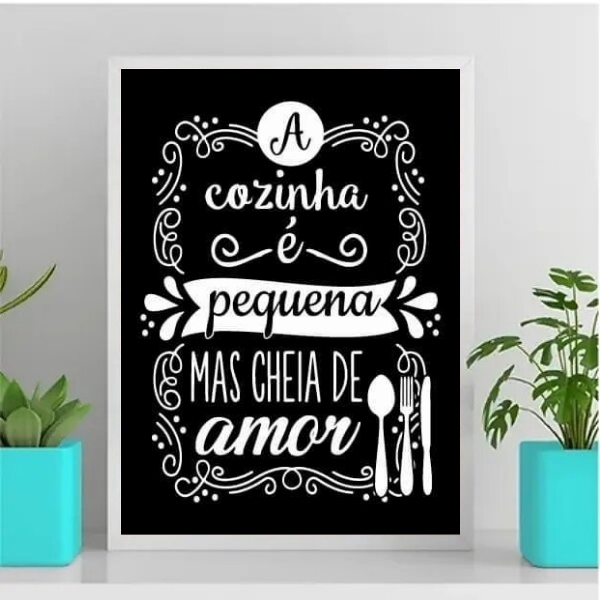 Quadro Decorativo Para Cozinha Pequena 24x18cm - Com Vidro Mo