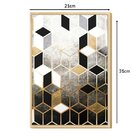 Quadro Decorativo Para Geométrico Black Formas Gold Dourado Q