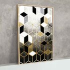 Quadro Decorativo Para Geométrico Black Formas Gold Dourado Q