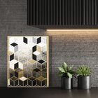 Quadro Decorativo Para Geométrico Black Formas Gold Dourado Q