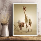 Quadro Decorativo Para Lavanderia - Girafa 24x18cm Moldura Pr