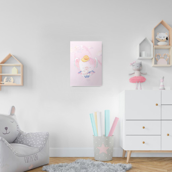 Quadro Decorativo Para Neném Recem Nascido Rosa Elefante 20x28