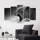 Quadro Decorativo Para Quarto E Sala Animal Onça 5 Peças