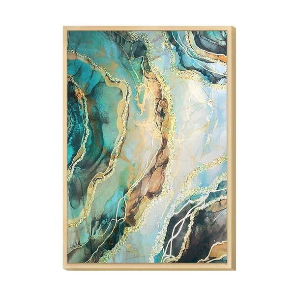 Quadro Decorativo Para Sala Moderna Verde Tons Azul Abstrato