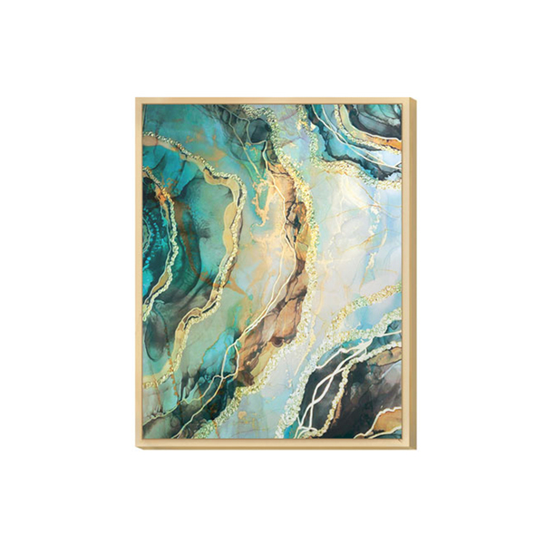 Quadro Decorativo Para Sala Moderna Verde Tons Azul Abstrato