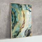 Quadro Decorativo Para Sala Moderna Verde Tons Azul Abstrato