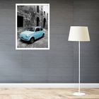 Quadro Decorativo Paris Carro Azul  - 70x50cm Moldura Preta