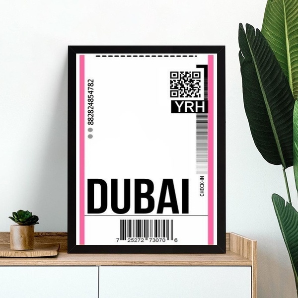 Quadro Decorativo Passagem Para Dubai 45x34cm - Com Vidro Mol