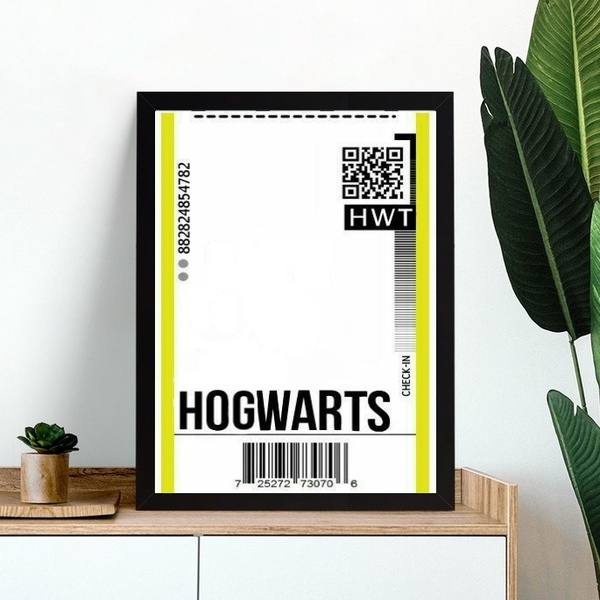Quadro Decorativo Passagem Para Hogwarts 33x24cm - Com Vidro