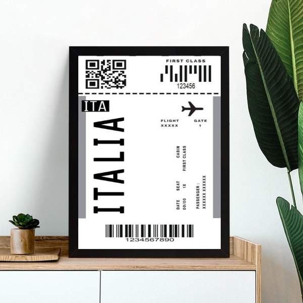 Quadro Decorativo Passagem Para Itália 24x18cm - Com Vidro Mo