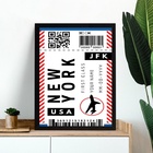 Quadro Decorativo Passagem Para Nova York 33x24cm - Com Vidro