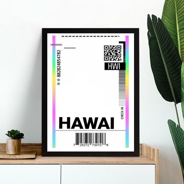 Quadro Decorativo Passagem Para O Hawai 45x34cm - Com Vidro M
