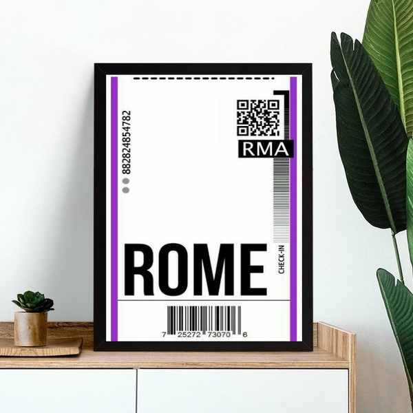 Quadro Decorativo Passagem Para Roma 45x34cm - Com Vidro Mold