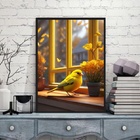 Quadro Decorativo Passarinho Amarelo 45x34cm - Com Vidro Mold