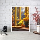 Quadro Decorativo Passarinho Amarelo 45x34cm - Com Vidro Mold