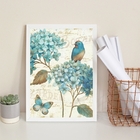 Quadro Decorativo Passarinho Com Hortências 33x24cm - Com Vid