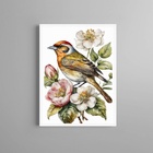 Quadro Decorativo Passarinho E Flores 33x24cm Moldura Branca
