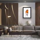 Quadro Decorativo Passarinho Geométrico Laranja 33x24cm - Com