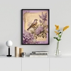 Quadro Decorativo Passarinho Lilás Bougainville 24x18cm - Com