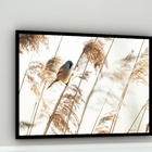 Quadro Decorativo Passarinho Ramo Bege  - 70x50cm Moldura Pre