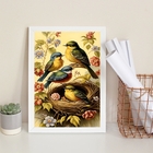 Quadro Decorativo Passarinhos No Ninho 33x24cm - Com Vidro Mo