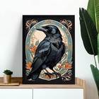 Quadro Decorativo Pássaro Corvo 45x34cm - Com Vidro Moldura P