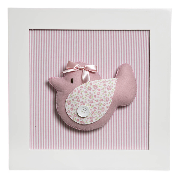 Quadro Decorativo Pássaro Rosa Quarto Bebê Infantil