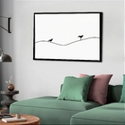 Quadro Decorativo Pássaros Fio  - 50x70cm Moldura Preta