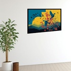 Quadro Decorativo Pássaros Flores Abstrato  - 50x70cm Moldura