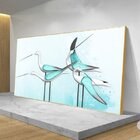 Quadro Decorativo Pássaros Green Birds Com Moldura Dourada 20