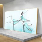 Quadro Decorativo Pássaros Green Birds Com Moldura Dourada E