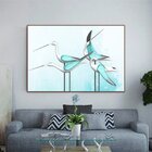 Quadro Decorativo Pássaros Green Birds Com Moldura Marrom 120