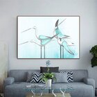 Quadro Decorativo Pássaros Green Birds Com Moldura Marrom E V