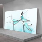 Quadro Decorativo Pássaros Green Birds Com Moldura Prata 150x