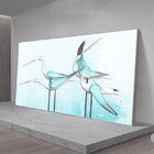 Quadro Decorativo Pássaros Green Birds Com Moldura Prata E Vi