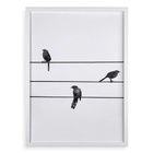 Quadro Decorativo Pássaros No Fio 24x18cm Moldura Branca