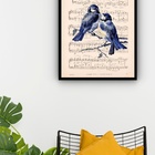 Quadro Decorativo Pássaros Notas Musicais  - 70x50cm Moldura