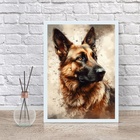 Quadro Decorativo Pastor Alemão Aquarela 45x34cm Moldura:made