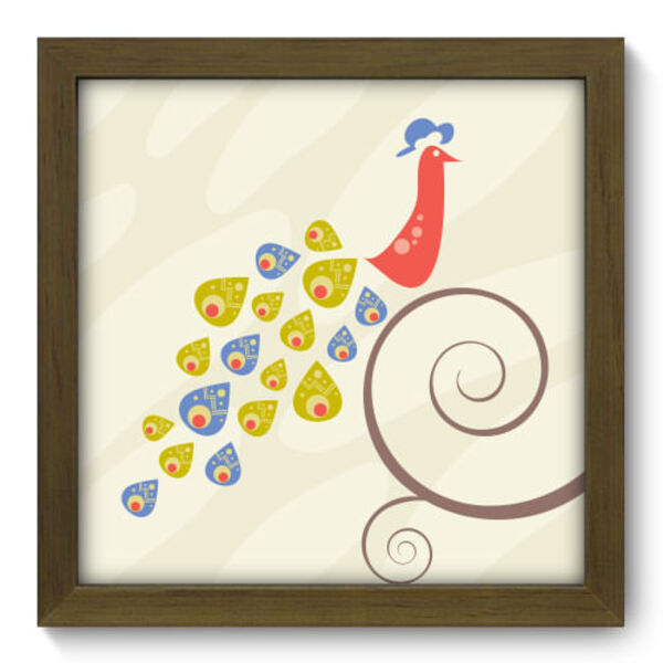 Quadro Decorativo - Pavão - 22cm X 22cm - 025qdsm