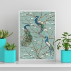 Quadro Decorativo Pavões Vintage 33x24cm - Com Vidro Moldura: