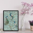 Quadro Decorativo Pavões Vintage 45x34cm - Com Vidro Moldura: