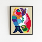 Quadro Decorativo Peixes Abstratos Coloridos 24x18cm - Com Vi