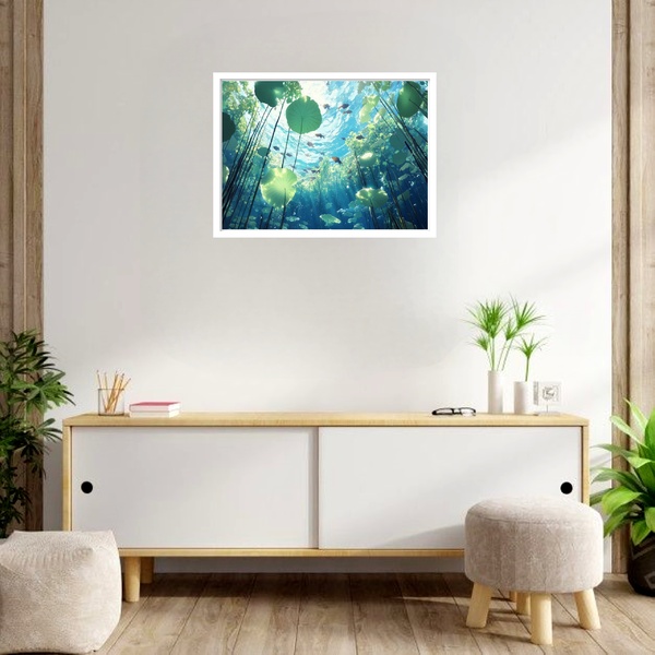Quadro Decorativo Peixes Plantas Aquáticos  - 50x70cm Moldura