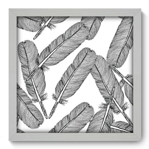 Quadro Decorativo - Penas - 33cm X 33cm - 026qnsbb