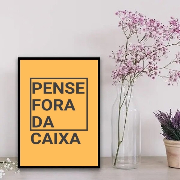 Quadro Decorativo Pense Fora Da caixa 33x24cm - Com Vidro Mol