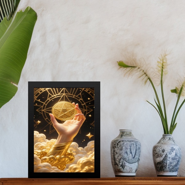 Quadro Decorativo Pentagrama Mágico 24x18cm - Com Vidro Moldu