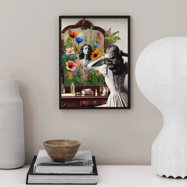 Quadro Decorativo Penteadeira Vintage 45x34cm Moldura Preta