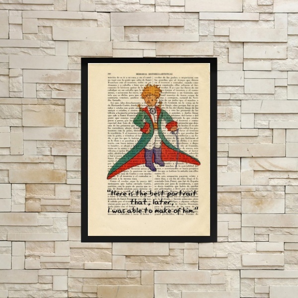 Quadro Decorativo Pequeno Príncipe Vintage 24x18cm - Com Vidr