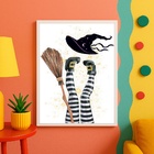 Quadro Decorativo Pernas De Bruxa 24x18cm - Com Vidro Moldura