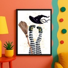 Quadro Decorativo Pernas De Bruxa 45x34cm Moldura Preta